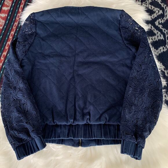 AMUR Quilted Lace Bomber Jacket Coat Ruched XS - Picture 10 of 13